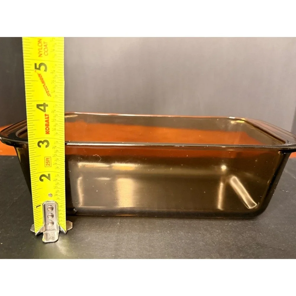 Vintage Pyrex Visions Amber Glass Loaf Pan 213 1.5qt Brown Baking Dish USA
